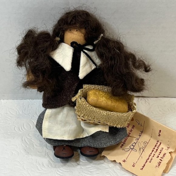 VTG 1998 Wooden Little Pilgrim Girl Doll Lizzie High The Little Ones 6"x4" - Picture 2 of 16